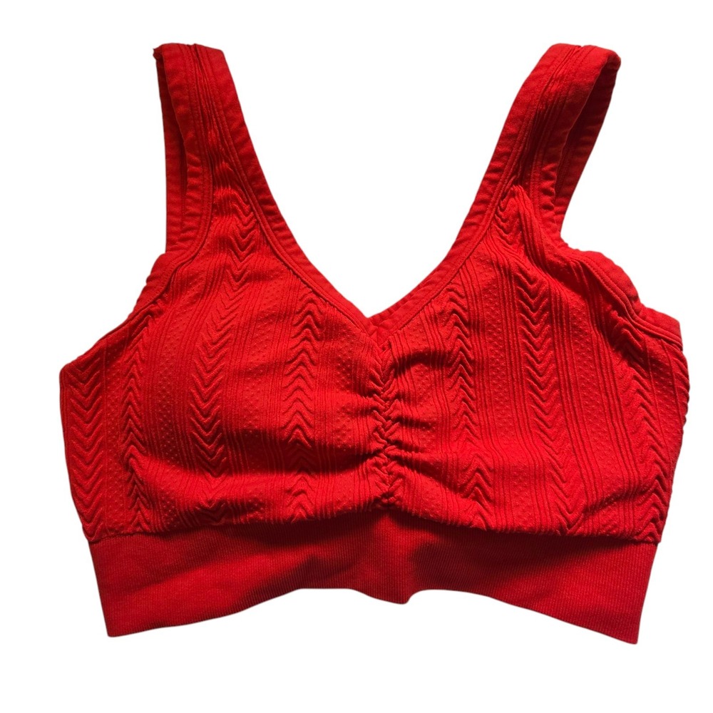 Aerie Ribbed Sports Bra Womens XL Orange Casual Fit Loungewear Yoga Athleisure